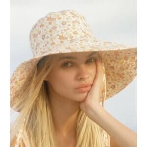 Lack Of Color orange pink floral bucket hat